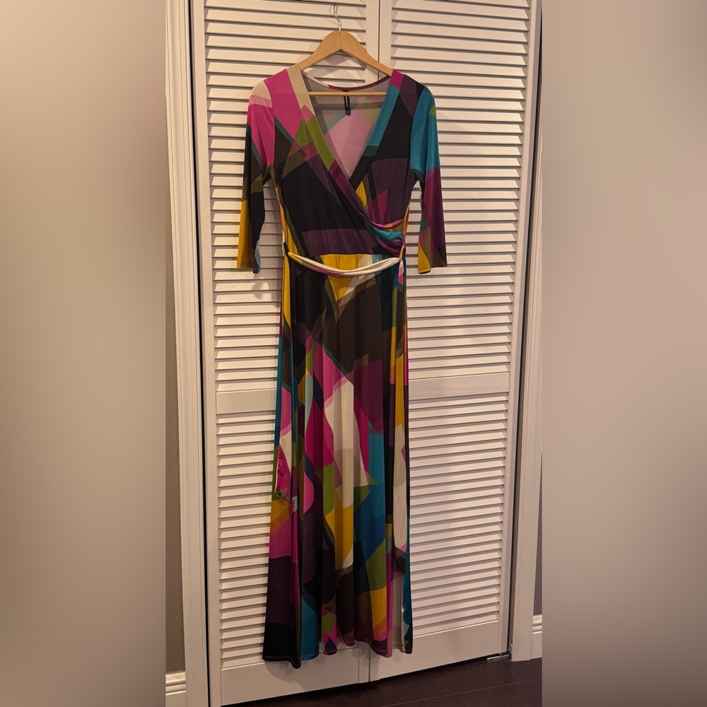 Colorful Geometric Wrap Dress